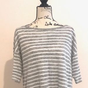 Banana Republic Grey and white striped top Size M